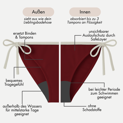 Periodenbikini Set „Lily“ burgund - 3x Pantys + Top