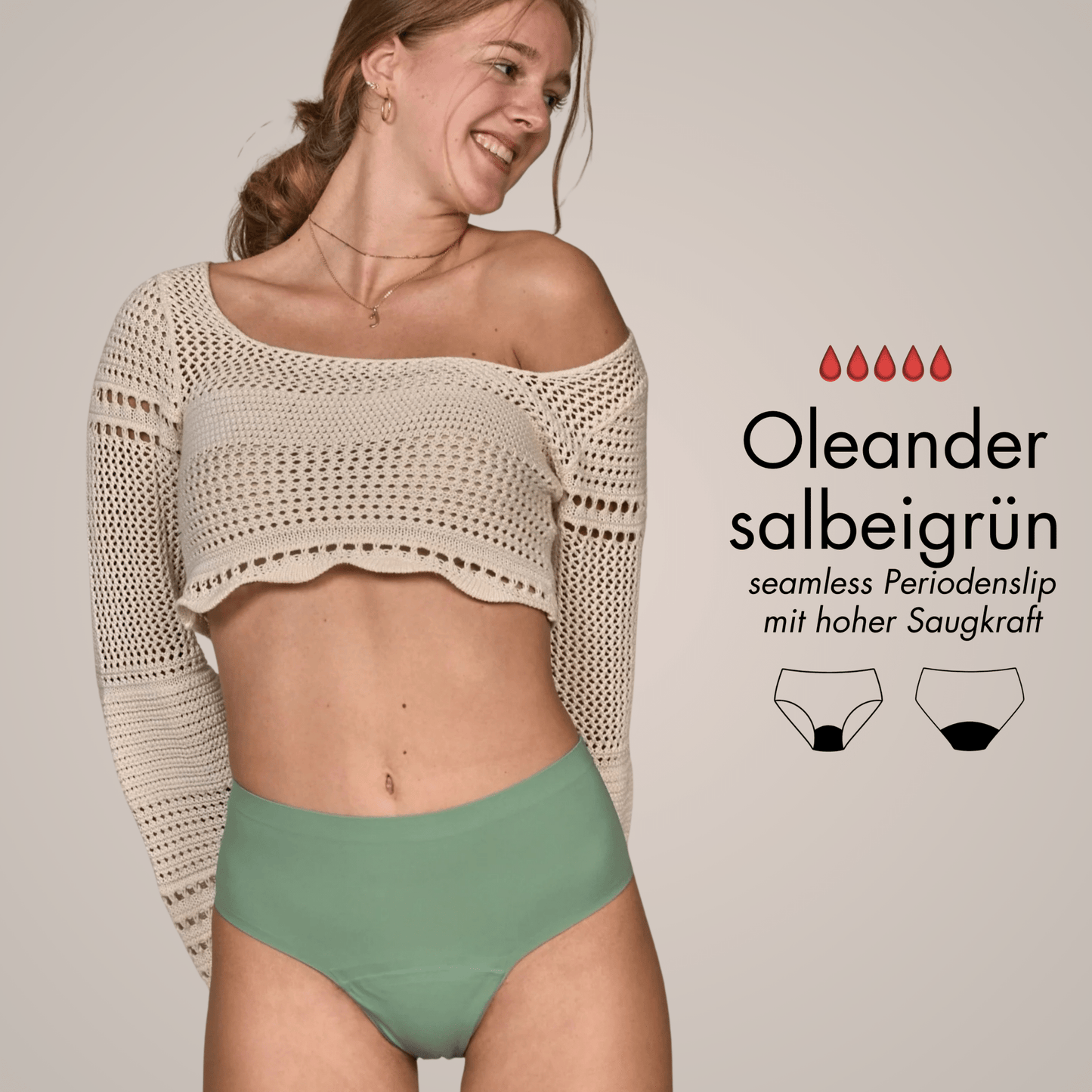 Oleander salbeigrün - seamless Periodenslip mit hoher Saugkraft