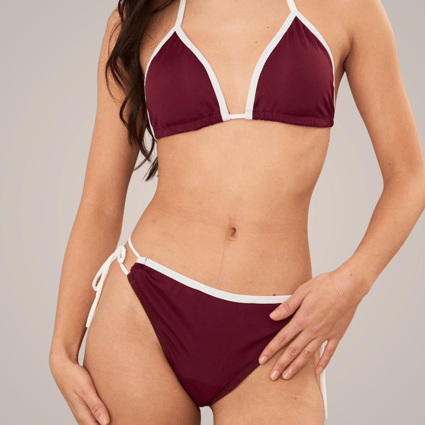 Periodenbikini Set „Lily“ burgund - 3x Pantys + Top