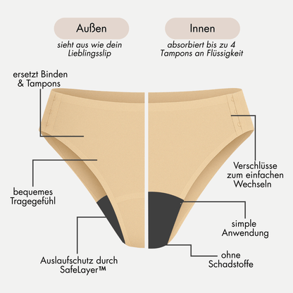 Ivy vanille - seamless Periodenslip mit Verschluss