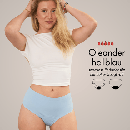 Oleander hellblau - seamless Periodenslip mit hoher Saugkraft