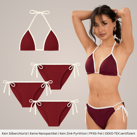Periodenbikini Set „Lily“ burgund - 3x Pantys + Top
