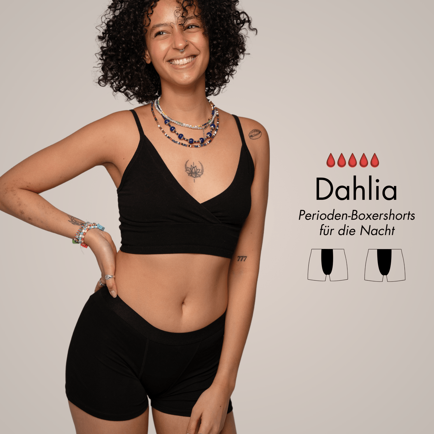 Dahlia - Perioden-Boxershorts für die Nacht