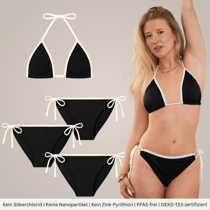 Periodenbikini Set „Lily“ schwarz - 3x Pantys + Top