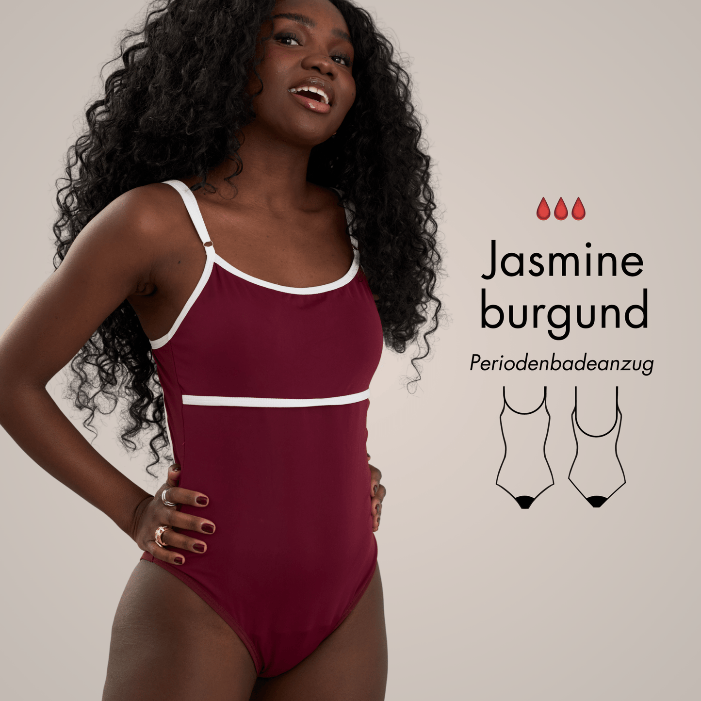 Periodenbadeanzug „Jasmine“ burgund