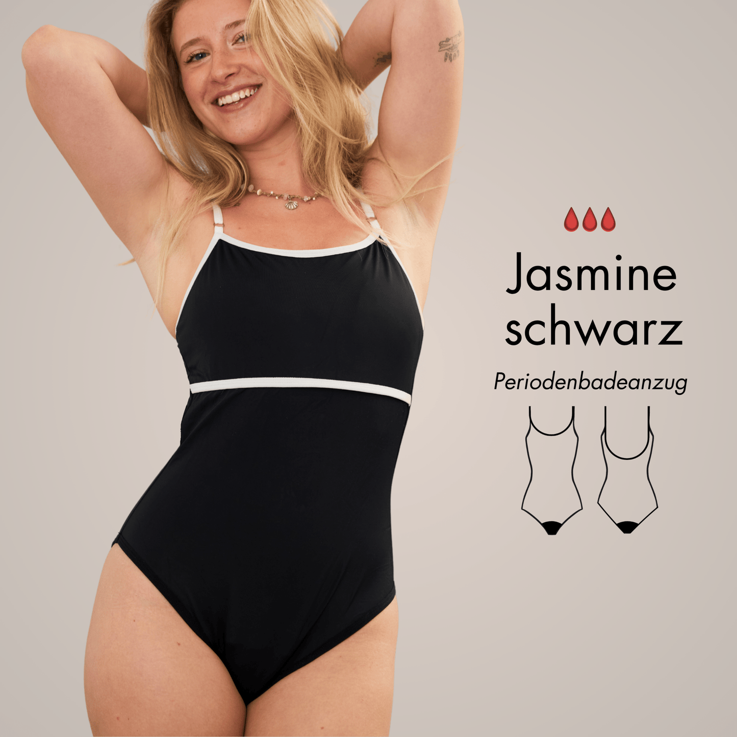 Periodenbadeanzug „Jasmine“ schwarz