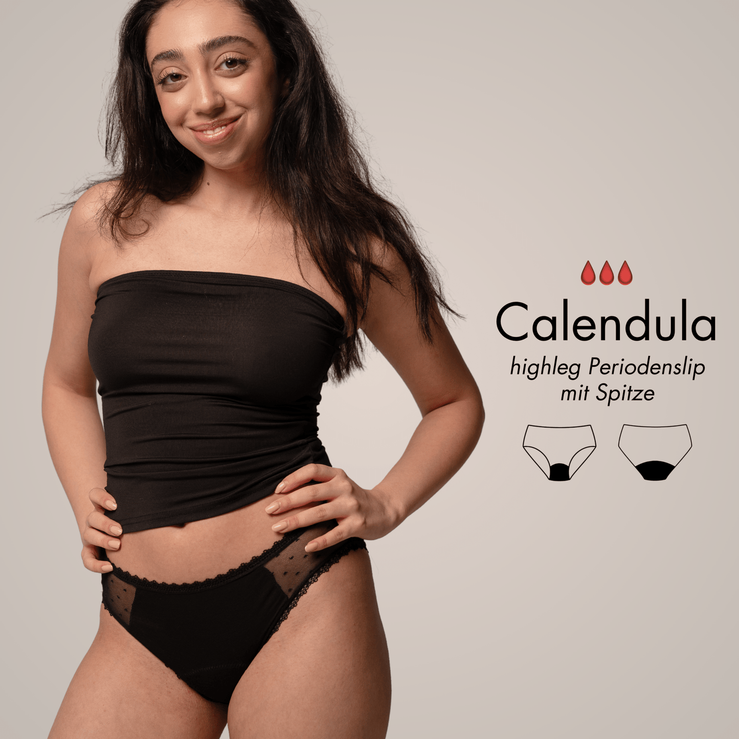 Calendula - highleg Periodenslip mit Spitze