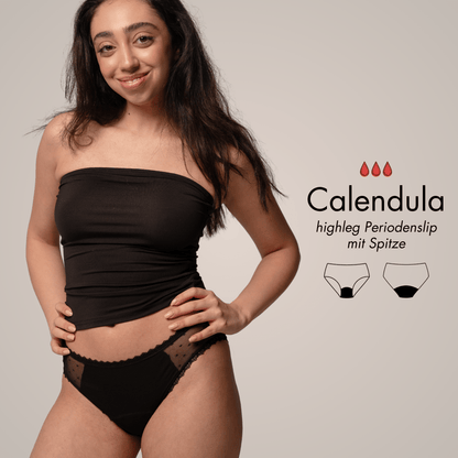 Calendula - highleg Periodenslip mit Spitze