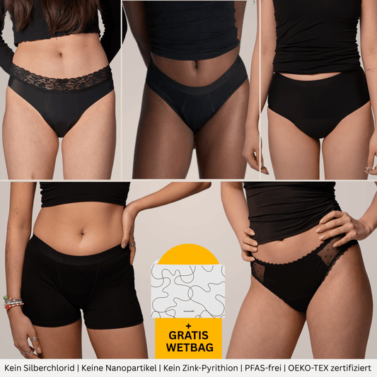 Black Premium Deal - 5 Periodenslips + GRATIS Wetbag