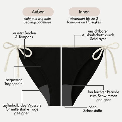Periodenbikini Set „Lily“ schwarz - 3x Pantys + Top